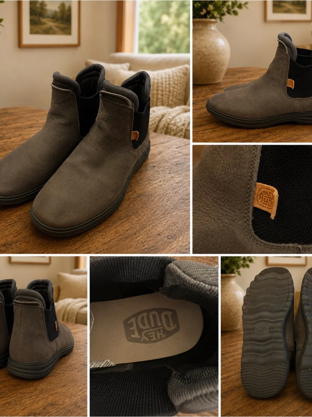 Hey Dude Men’s 11 Gray Chelsea Ankle Boots Slip On Comfort Shoes
